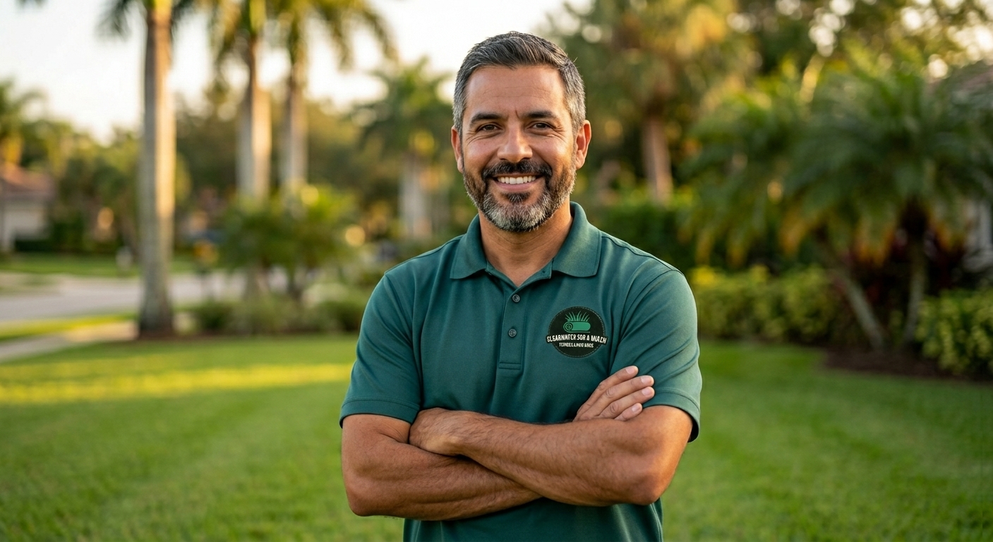 Owner of Clearwater Sod & Mulch on a job site